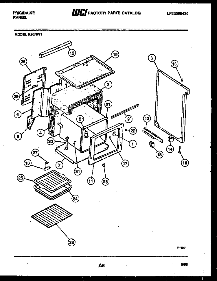 BODY PARTS Diagram and Parts List for R30NL1  Frigidaire Range