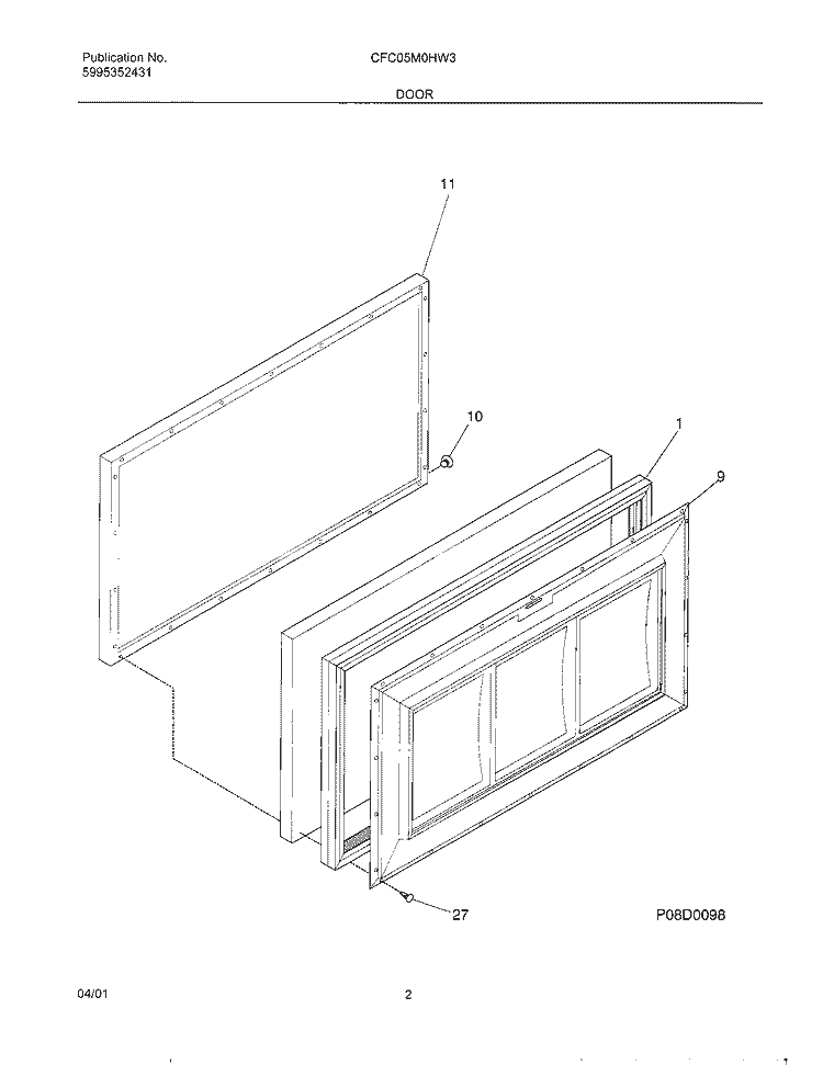 DOOR Diagram and Parts List for CFC05M0HW3  Uni Freezer