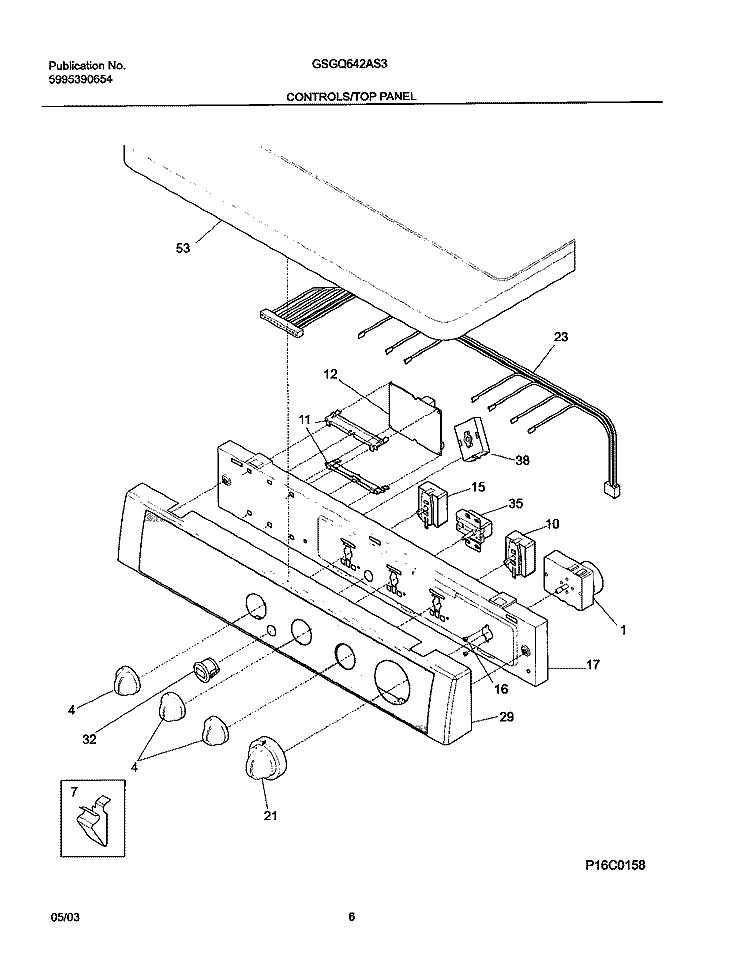 CONTROLS Diagram and Parts List for GSGQ642AS3  Frigidaire Dryer