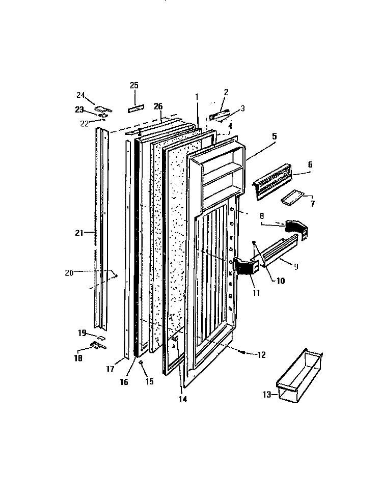 REFRIGERATOR DOOR Diagram and Parts List for RS249GCD2  Frigidaire Refrigerator