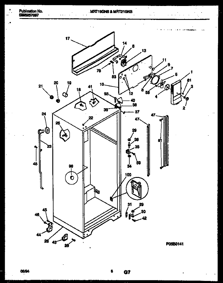 CABINET PARTS Diagram and Parts List for MRT19GNBD0  Uni Refrigerator
