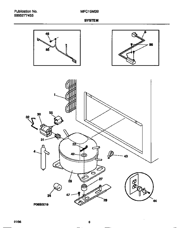 SYSTEM Diagram and Parts List for MFC15M3BW2  Frigidaire Freezer