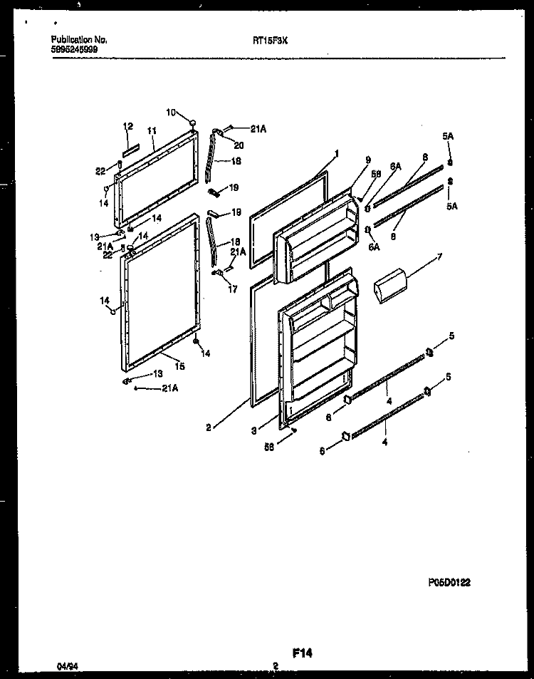 DOOR PARTS Diagram and Parts List for RT15F3WX4C  Gibson Refrigerator