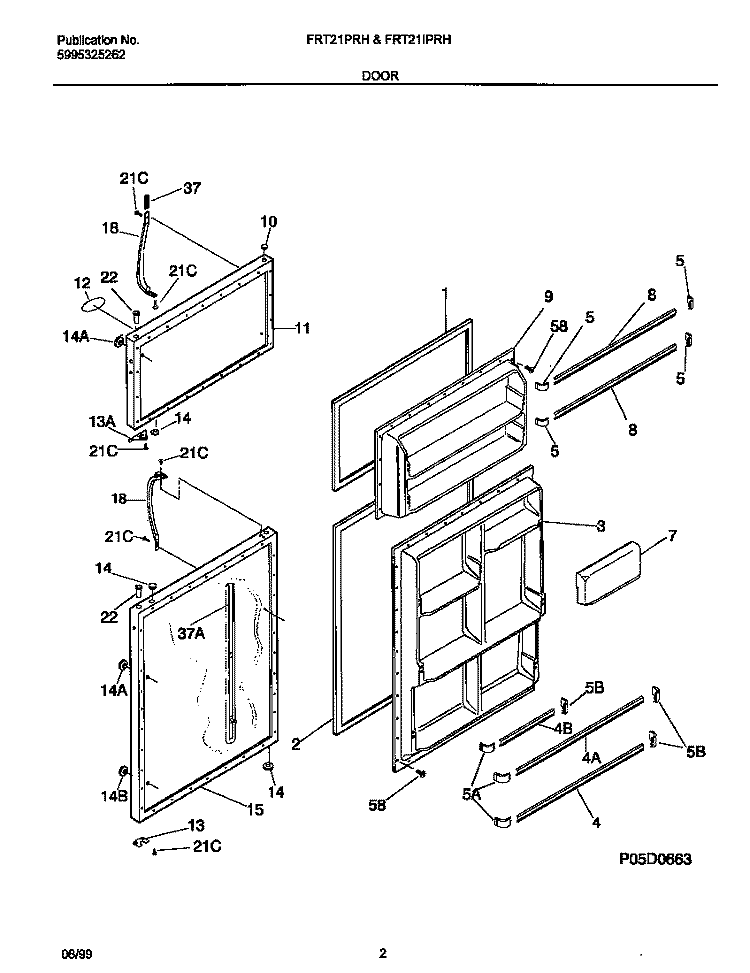 DOORS Diagram and Parts List for FRT21IPRHD2  Frigidaire Refrigerator