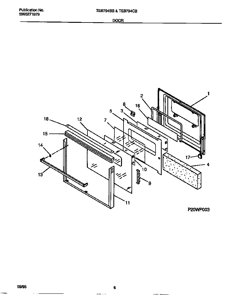 DOOR Diagram and Parts List for TEB794BBBB  Tappan Microwave Oven Combo