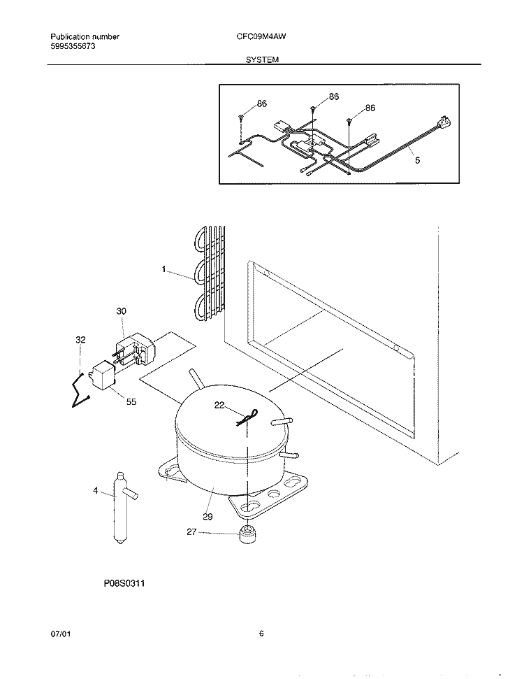 SYSTEM Diagram and Parts List for CFC09M4AW0  Uni Freezer