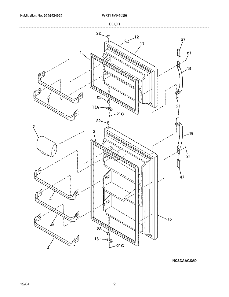 DOOR Diagram and Parts List for WRT18MP6CS6  Westinghouse Refrigerator