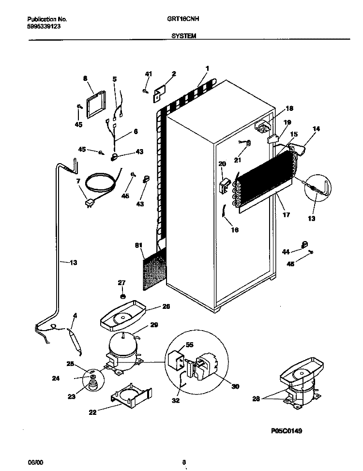 SYSTEM Diagram and Parts List for GRT16CNHW2  Gibson Refrigerator