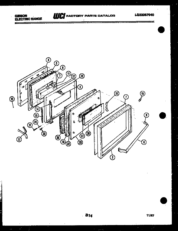 DOOR PARTS Diagram and Parts List for KEC457NSAA  Gibson Range