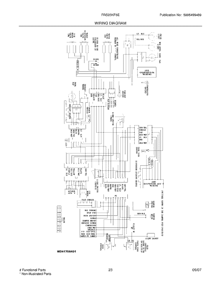 WIRING DIAGRAM Diagram and Parts List for FRS23KF6EM7  Frigidaire Refrigerator