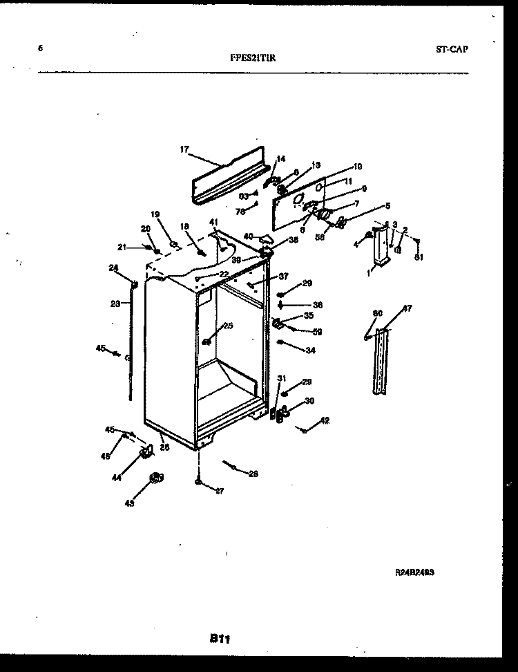CABINET PARTS Diagram and Parts List for FPES21TIRW1  Frigidaire Refrigerator