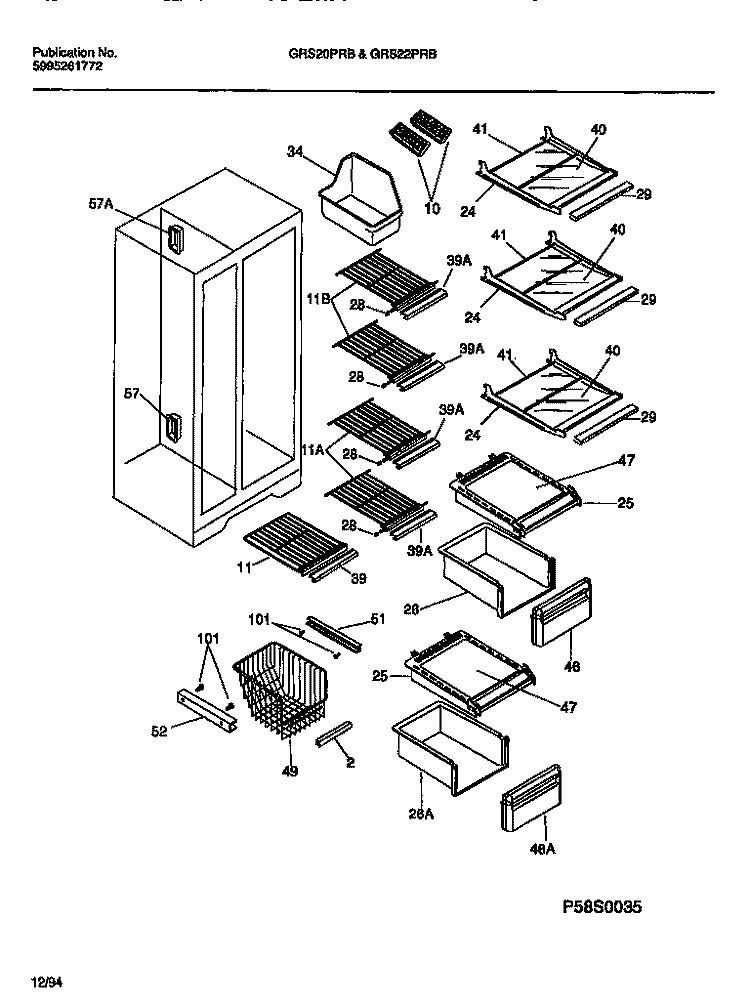 SHELF PARTS Diagram and Parts List for GRS22PRBW0  Gibson Refrigerator