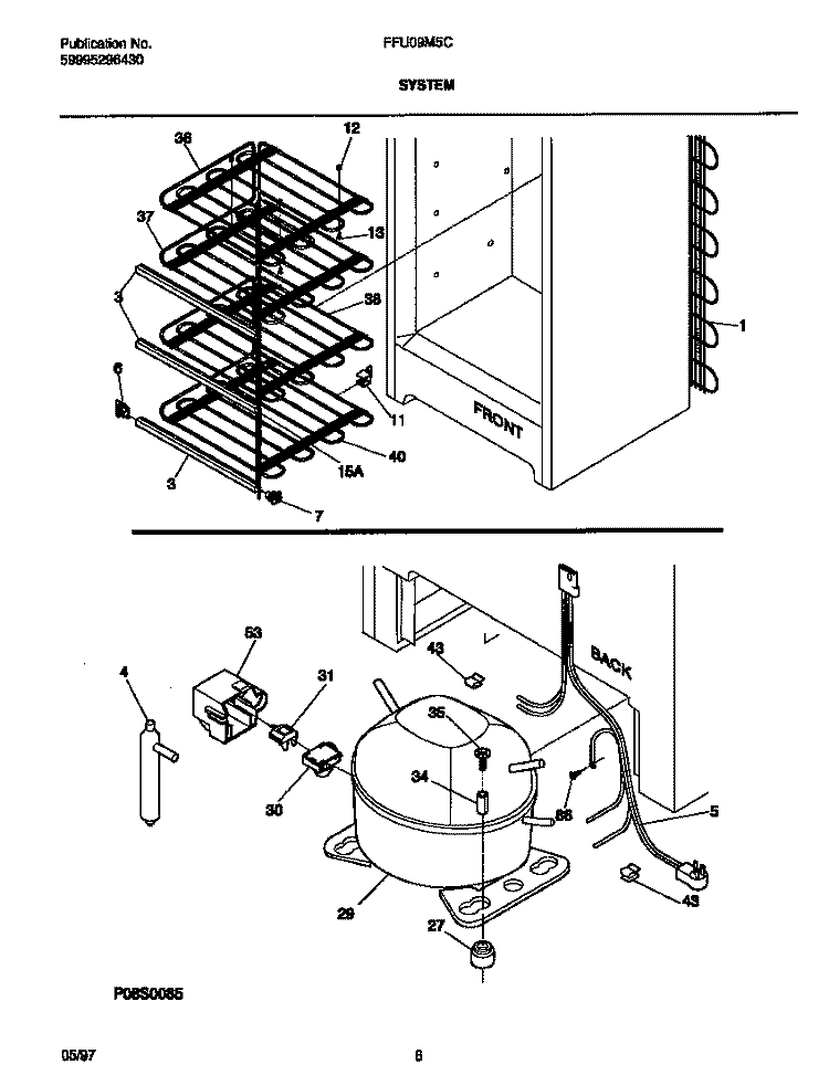 SYSTEM Diagram and Parts List for FFU09M5CW2  Frigidaire Freezer