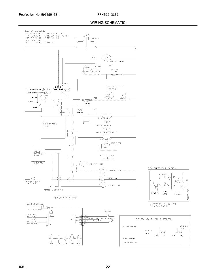 Wiring Schematic Diagram and Parts List for FFHS2612LS2  Frigidaire Refrigerator
