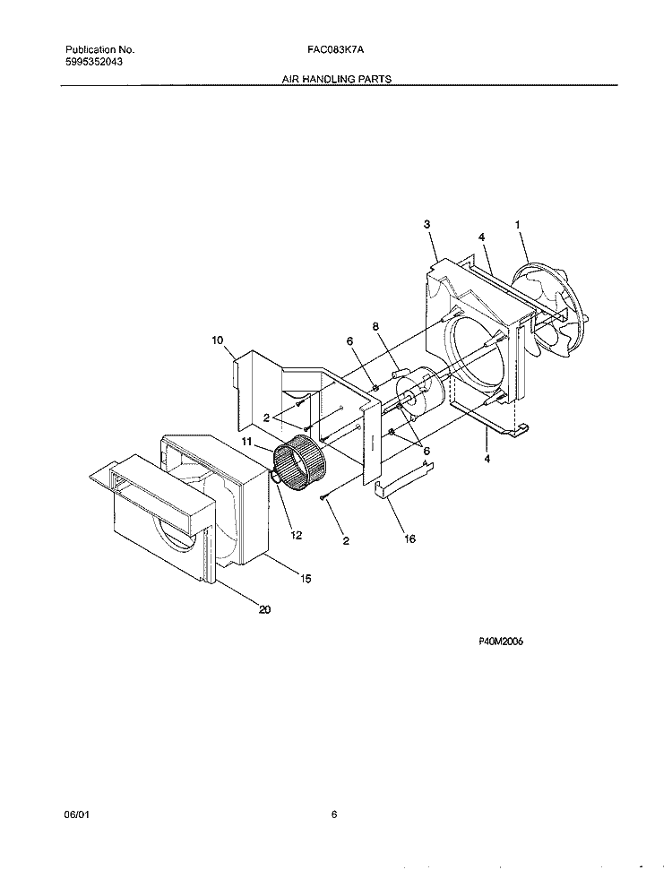 AIR HANDLER Diagram and Parts List for FAC083K7A2  Frigidaire Air Conditioner