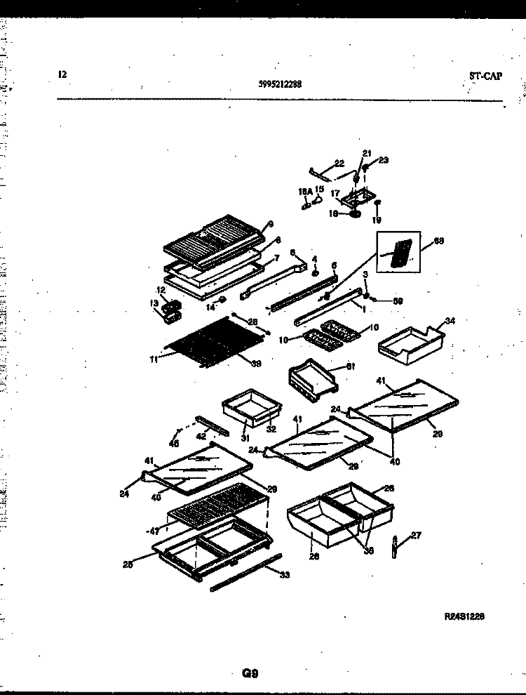 SHELVES AND SUPPORTS Diagram and Parts List for 95-1991-00-00  Tappan Refrigerator