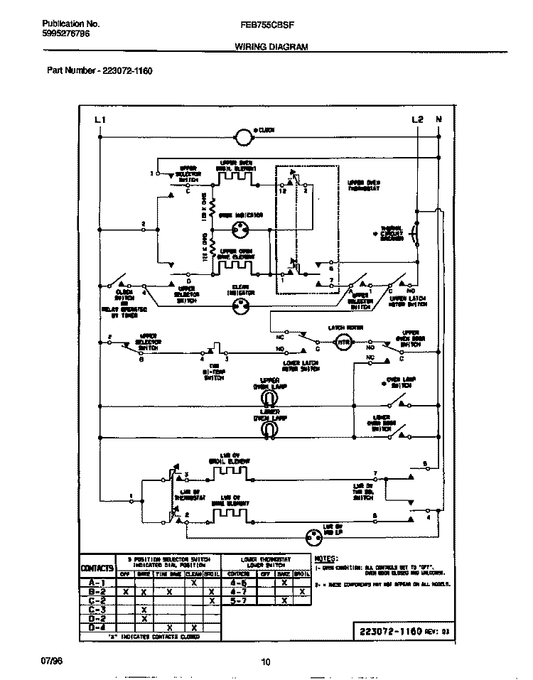 WIRING DIAGRAM Diagram and Parts List for FEB755CBSF  Frigidaire Wall Oven