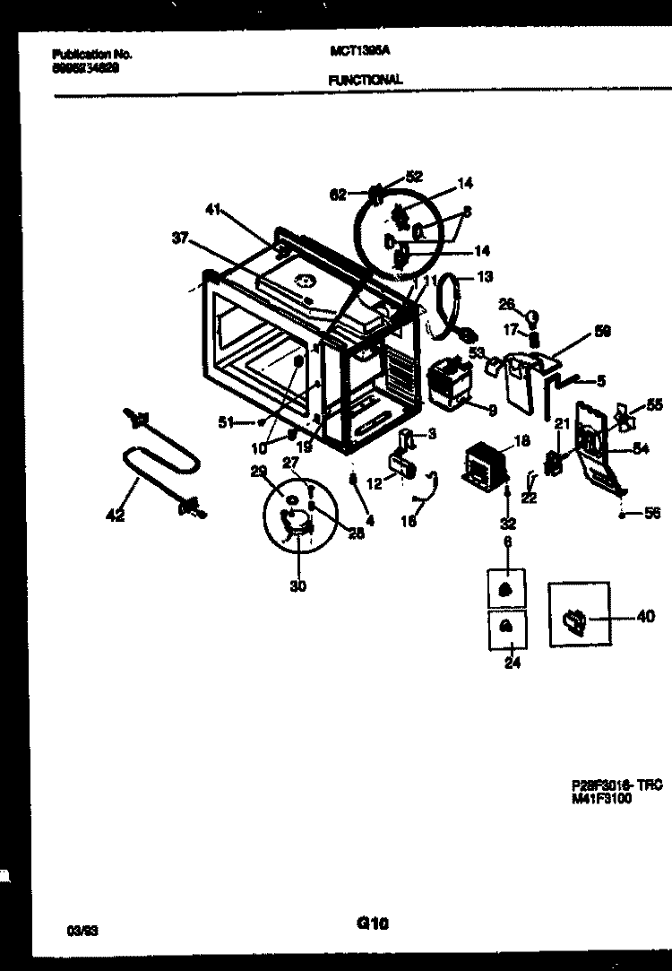FUNCTIONAL PARTS Diagram and Parts List for MCT139A1  Frigidaire Microwave