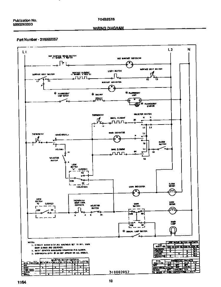 WIRING DIAGRAM Diagram and Parts List for F04B357BDA  Frigidaire Range