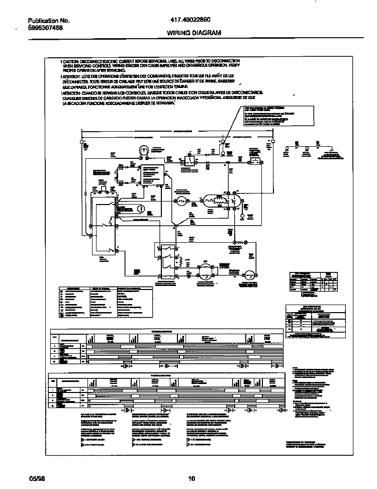 WIRING DIAGRAM Diagram and Parts List for 41749022890  Frigidaire Dryer