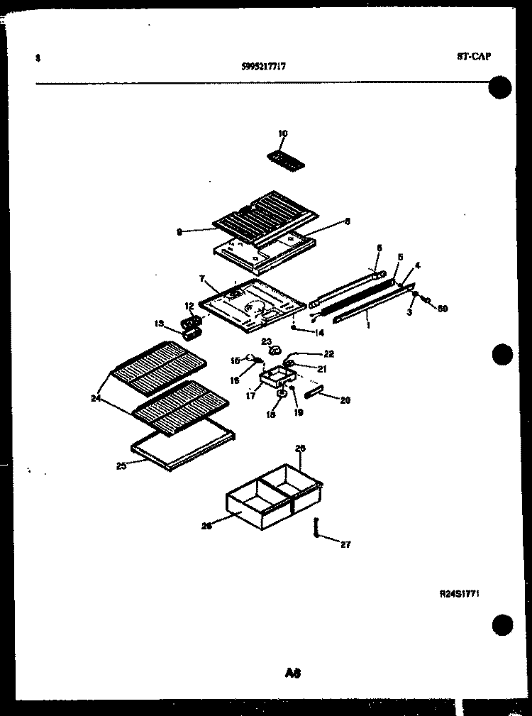 SHELVES AND SUPPORTS Diagram and Parts List for TPK160JN2W  Kelvinator Refrigerator