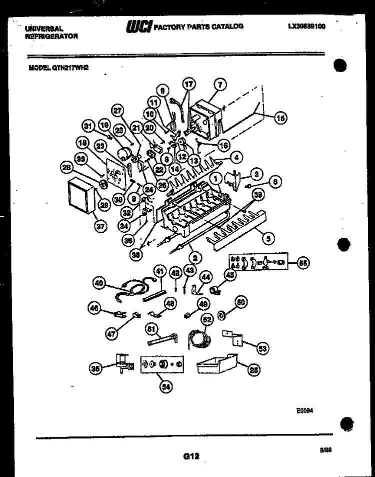 ICE MAKER AND INSTALLATION PARTS Diagram and Parts List for GTN217HH2  Frigidaire Refrigerator