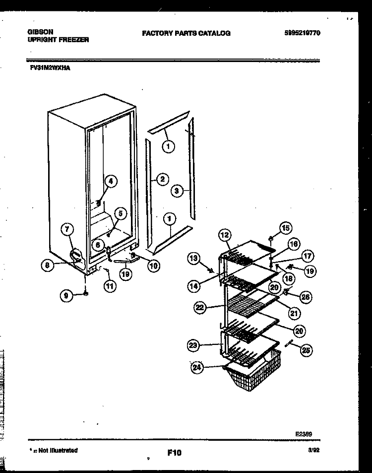 CABINET PARTS Diagram and Parts List for FV31M2WXHA  Gibson Freezer