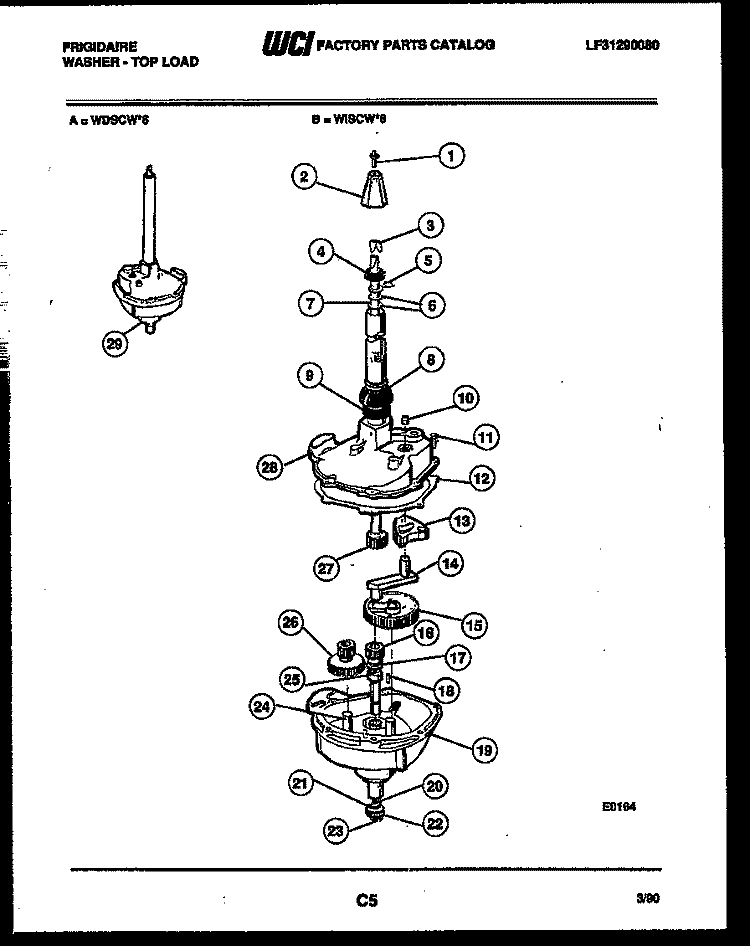 TRANSMISSION PARTS Diagram and Parts List for WISCL6  Frigidaire Washer