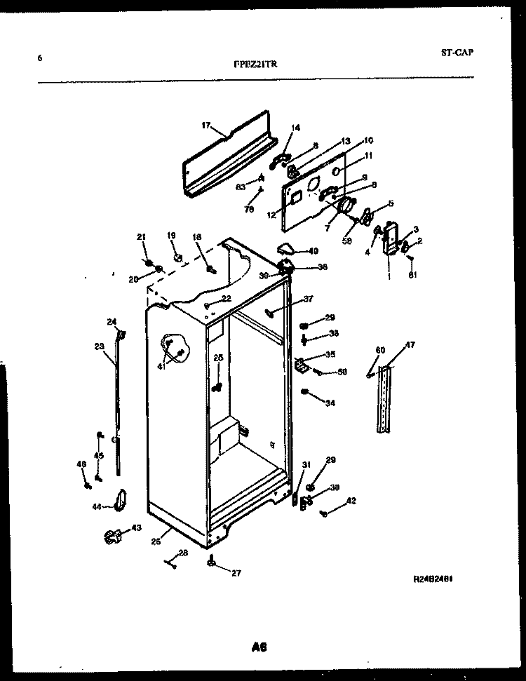CABINET PARTS Diagram and Parts List for FPEZ21TRW0  Frigidaire Refrigerator