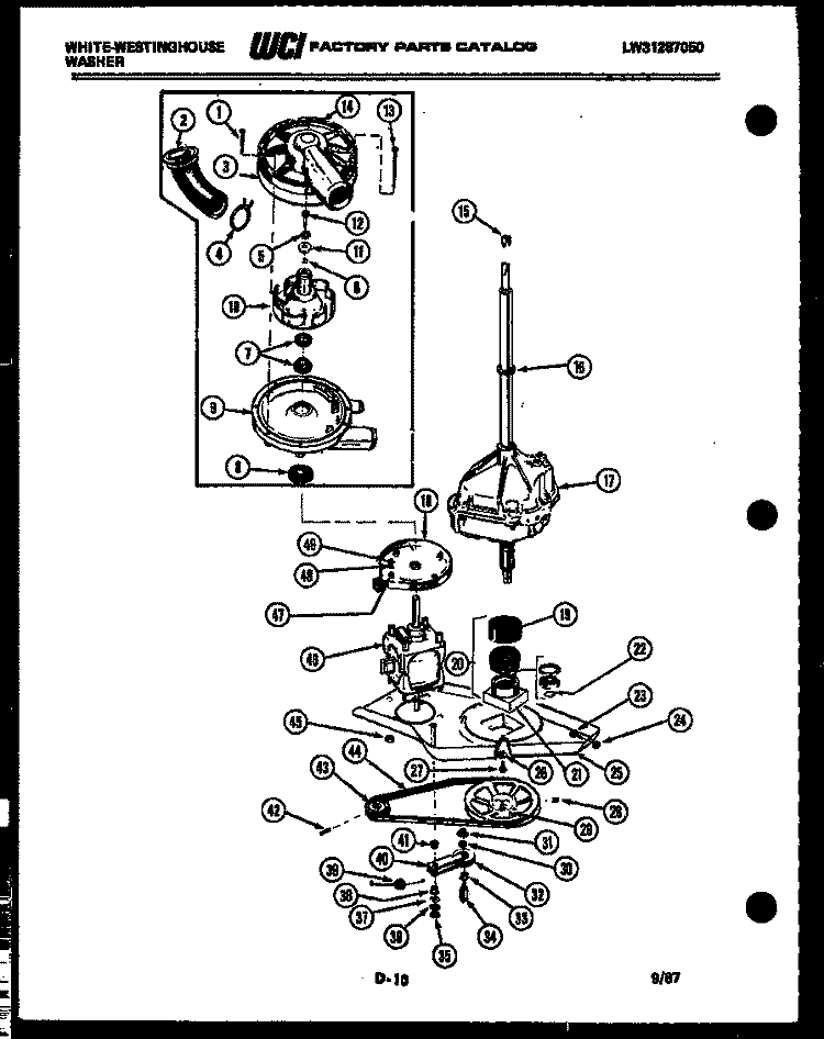 MOTOR, TRANSMISSION AND DRIVE PARTS Diagram and Parts List for LA800JXF4  Frigidaire Washer
