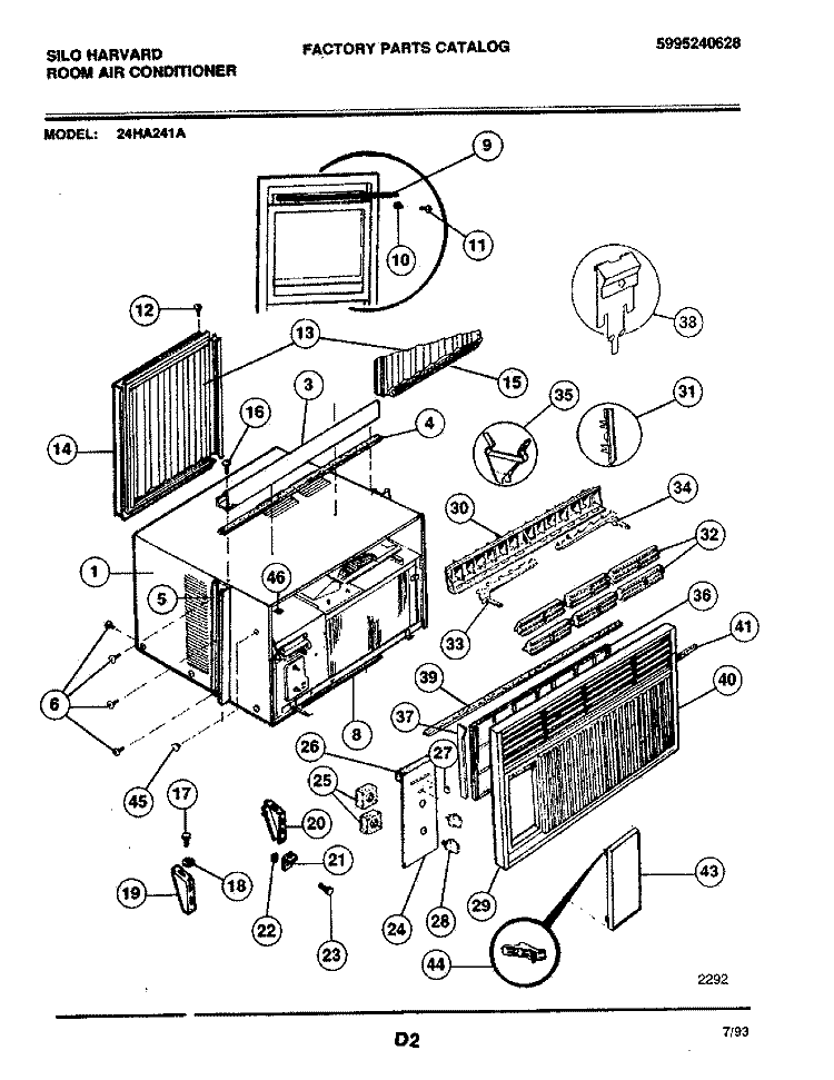 WRAPPER Diagram and Parts List for 24HA241A  Frigidaire Air Conditioner