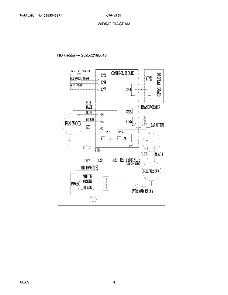 WIRING DIAGRAM Diagram and Parts List for CAHE25ERA  Crosley Air Conditioner