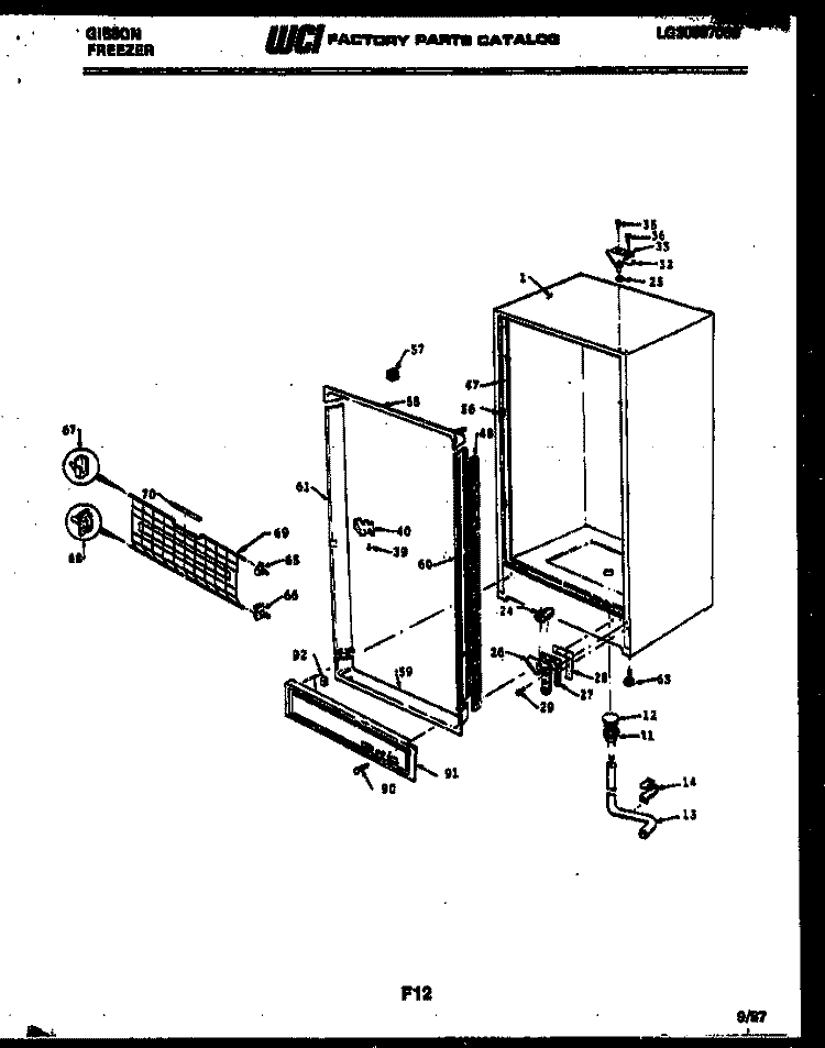 CABINET PARTS Diagram and Parts List for FV16M6WTFC  Gibson Freezer
