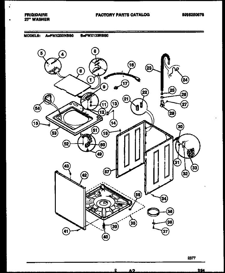 CABINET PARTS Diagram and Parts List for FWX233NBS0  Frigidaire Washer