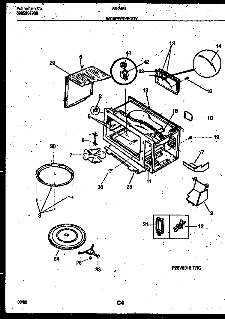 WRAPPER AND BODY PARTS Diagram and Parts List for 56-2461-10-03  Tappan Microwave