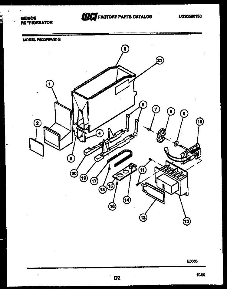 ICE DISPENSER Diagram and Parts List for RS22F9WS1G  Gibson Refrigerator