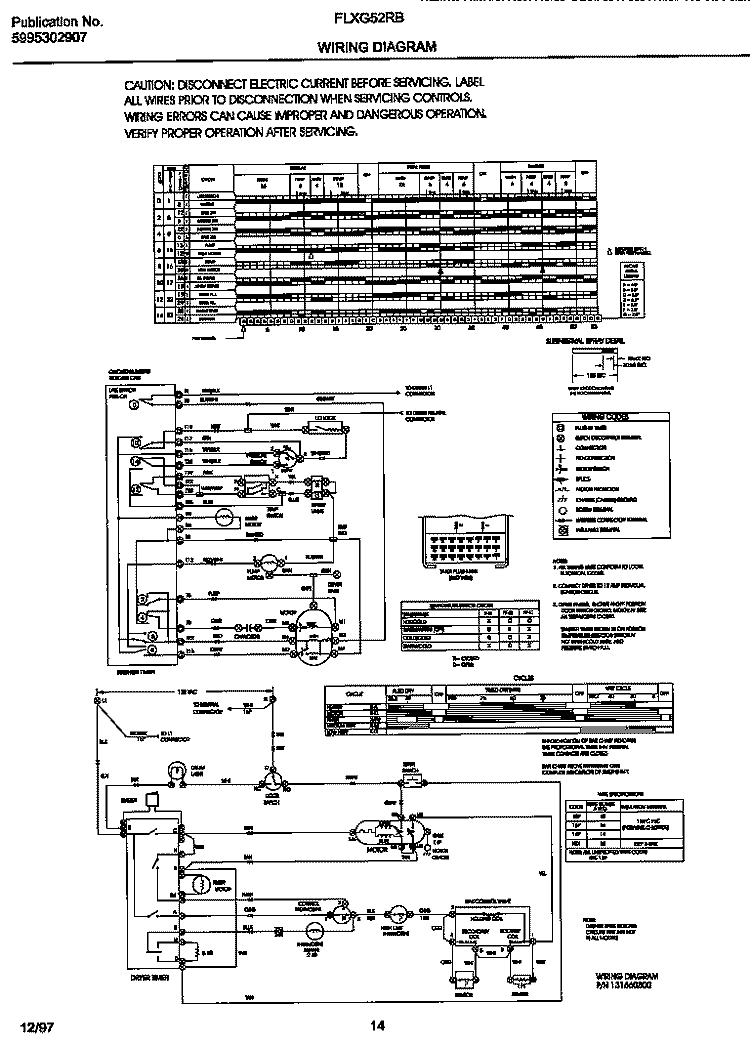 WIRING DIAGRAM Diagram and Parts List for FLXG52RBS5  Frigidaire Washer Dryer Combo