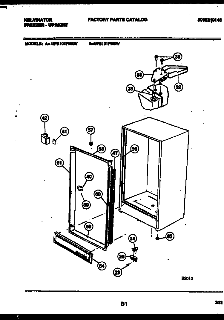 CABINET PARTS Diagram and Parts List for UFS101FM5W  Kelvinator Freezer