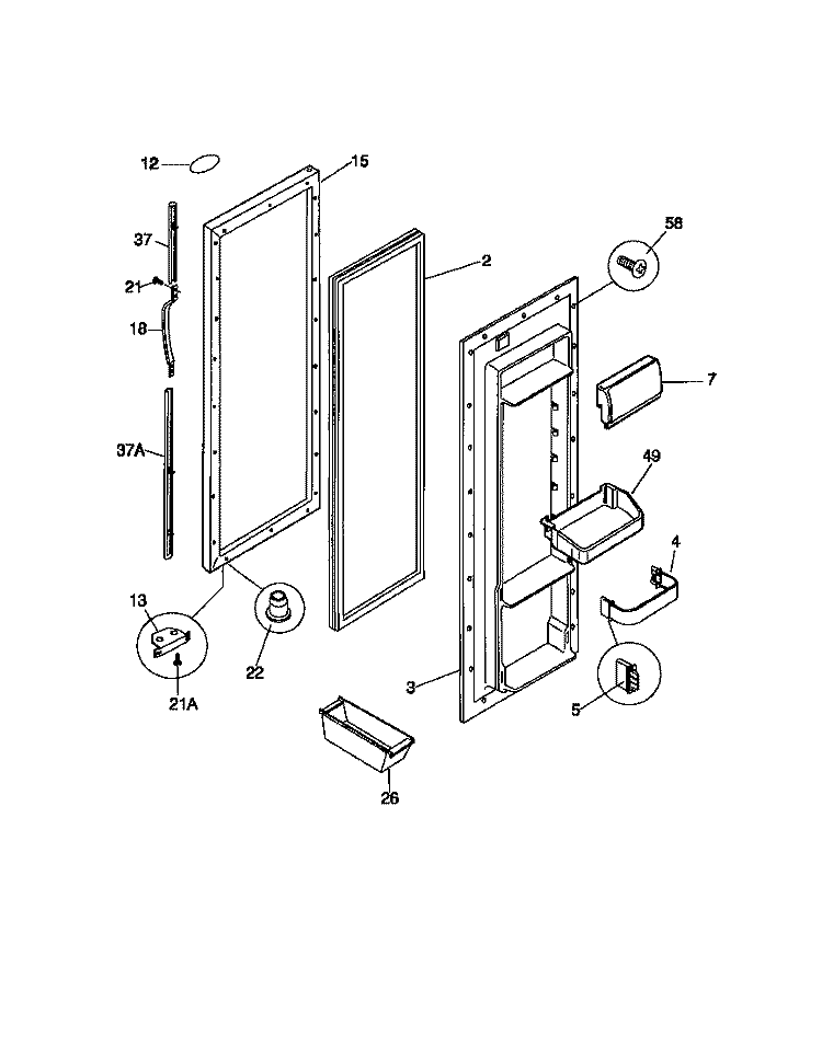 REFRIGERATOR DOOR Diagram and Parts List for F45WR22CD1  Frigidaire Refrigerator