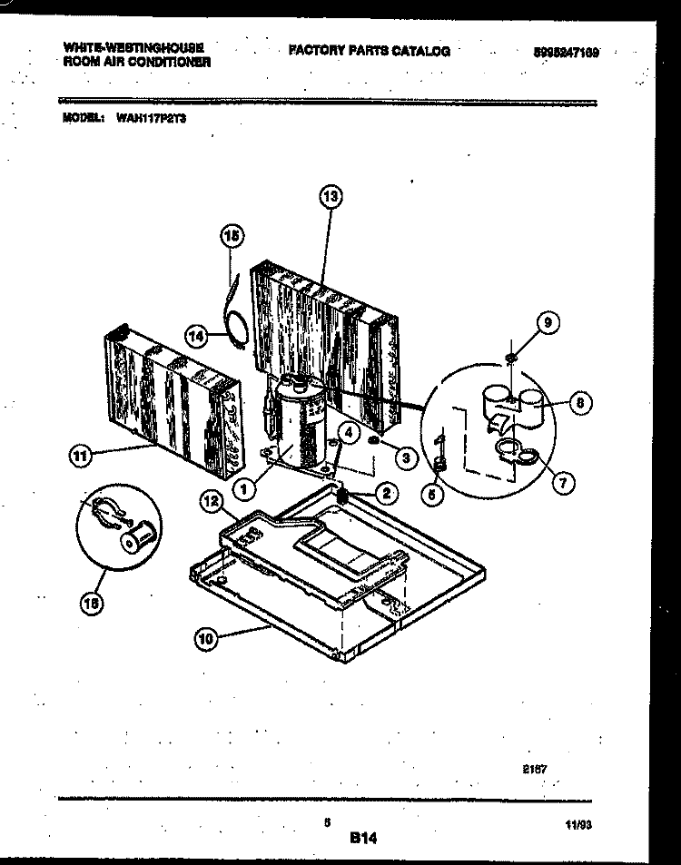 SYSTEM PARTS Diagram and Parts List for WAH117P2T3  Frigidaire Air Conditioner