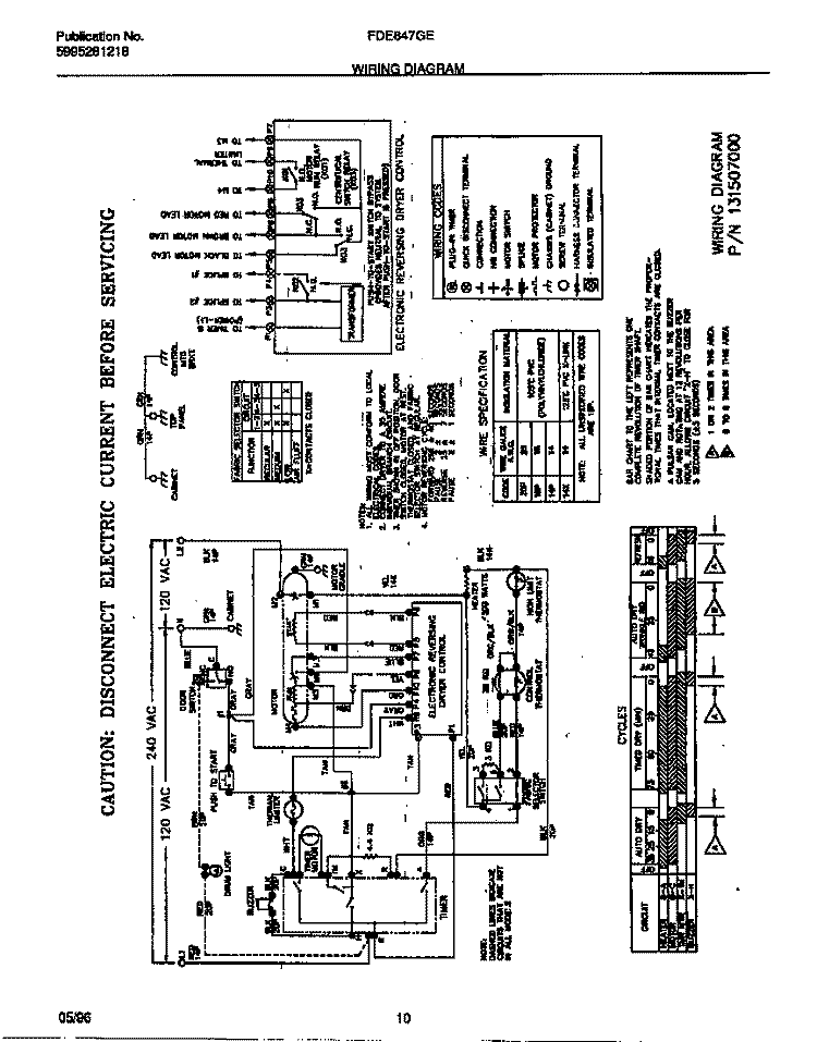 WIRING DIAGRAM Diagram and Parts List for FDE847GET0  Frigidaire Dryer