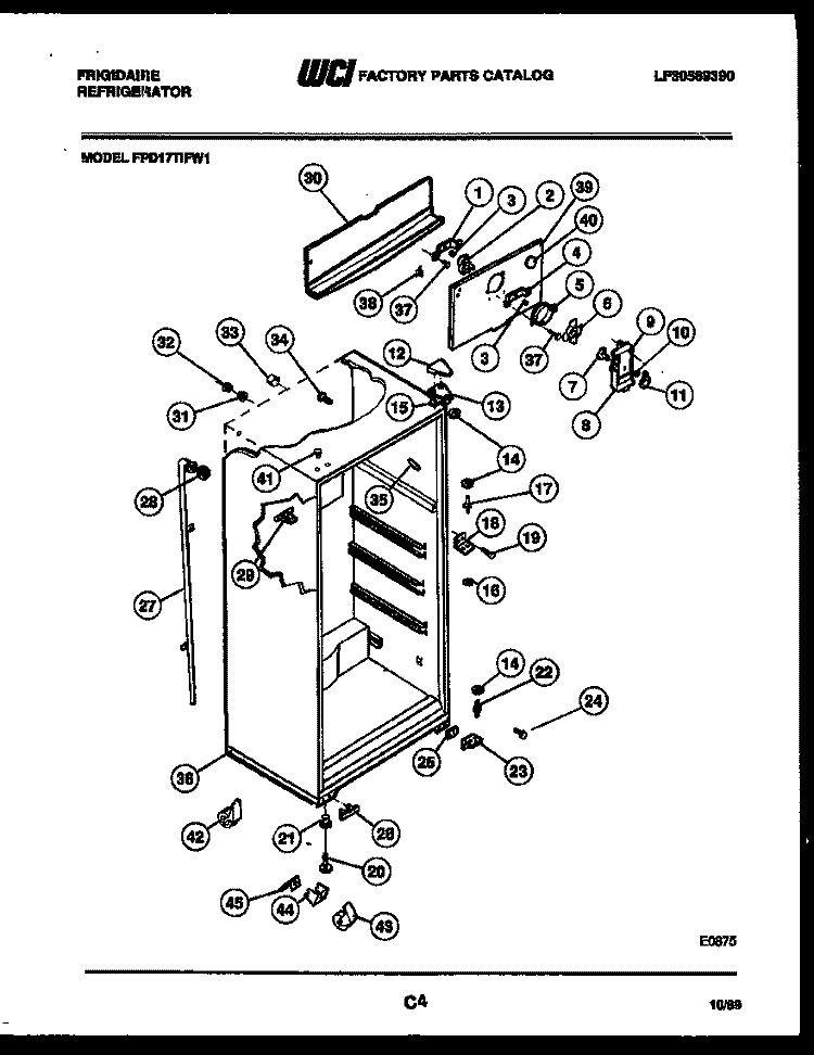 CABINET PARTS Diagram and Parts List for FPD17TIFA1  Frigidaire Refrigerator