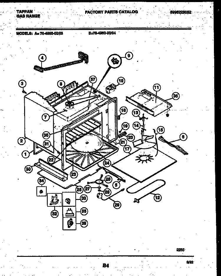 COOKTOP PARTS Diagram and Parts List for 77-4950-00-04  Tappan Microwave Oven Combo