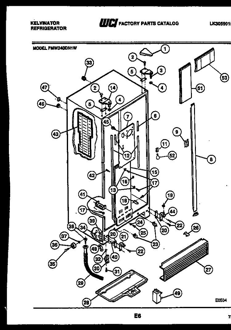 CABINET PARTS Diagram and Parts List for FMW240DN1F  Kelvinator Refrigerator