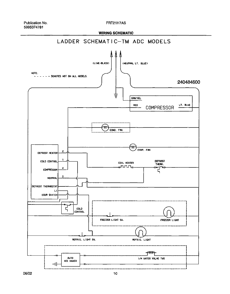 WIRING SCHEMATIC Diagram and Parts List for FRT21H7ASB2  Frigidaire Refrigerator