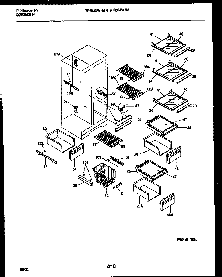 SHELVES AND SUPPORTS Diagram and Parts List for WRS24WRAW1  Frigidaire Refrigerator