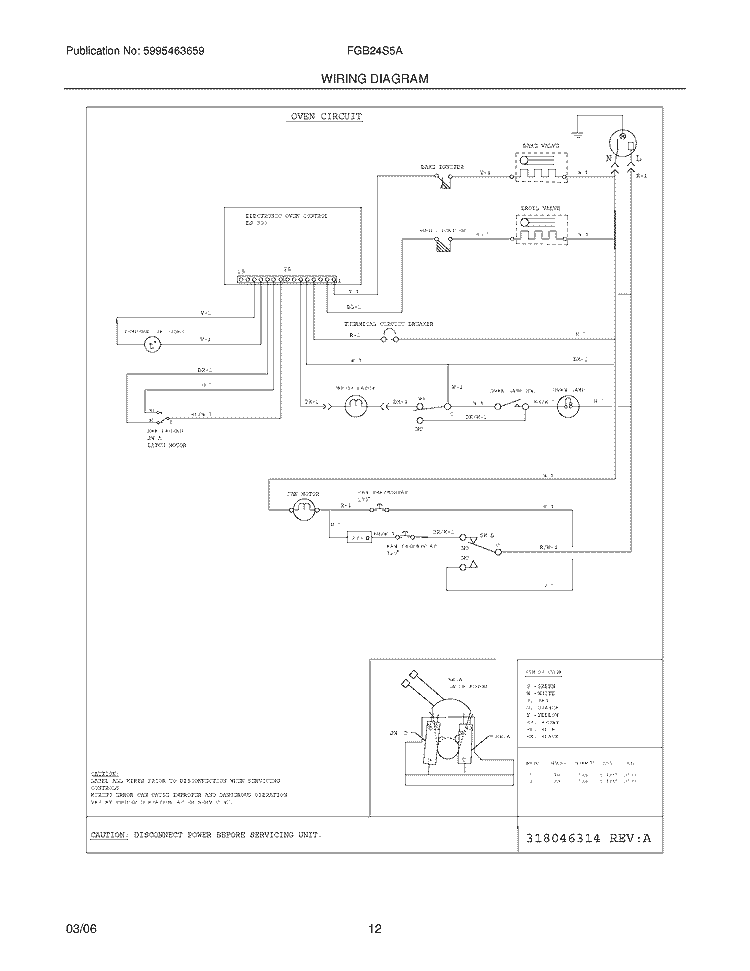 WIRING DIAGRAM Diagram and Parts List for FGB24S5ABB  Frigidaire Wall Oven