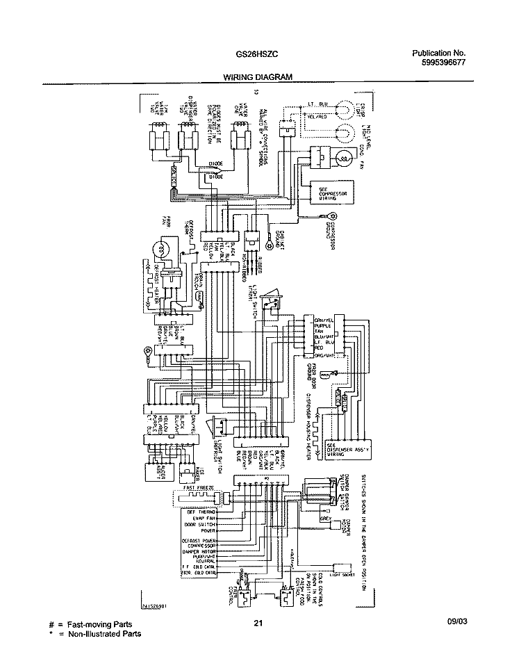 WIRING DIAGRAM Diagram and Parts List for GS26HSZCC3  Frigidaire Refrigerator