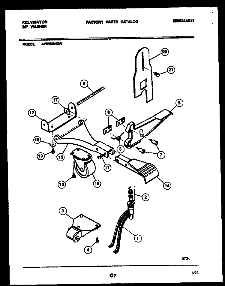PORTABLE WASHER COMPONENTS Diagram and Parts List for AWP330H2W  Kelvinator Washer