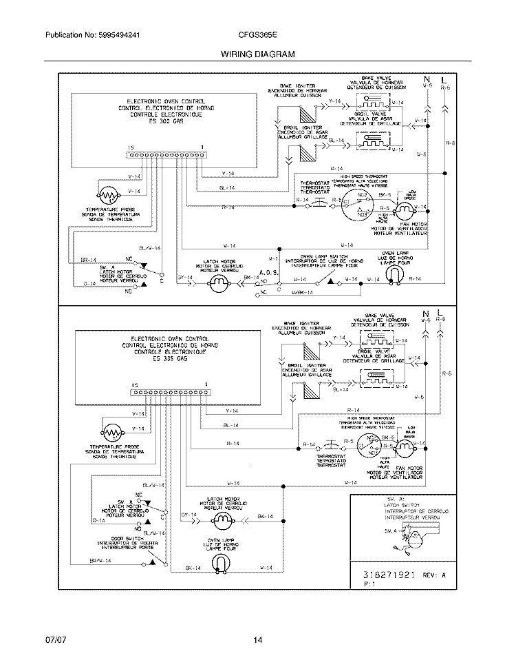 WIRING DIAGRAM Diagram and Parts List for CFGS365ES5  Frigidaire Range